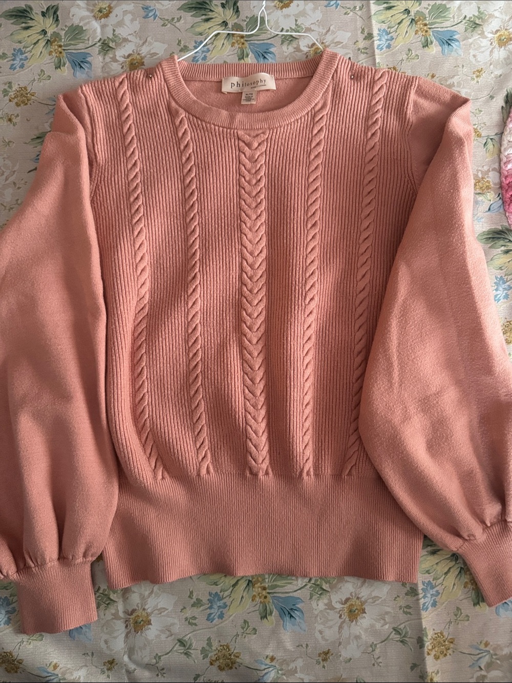 Philosophy Soft Pink Cable Knit Scoop Neck Sweater